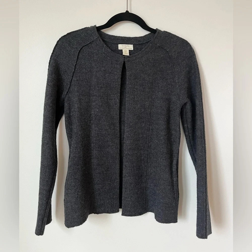 St. Tropez West 100% Extra Fine Merino Wool Sweater Cardigan Small